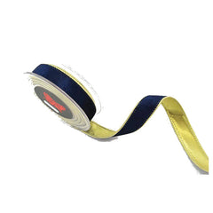 Velvet ribbon with gold back 2.5cmx4.5m blue gold