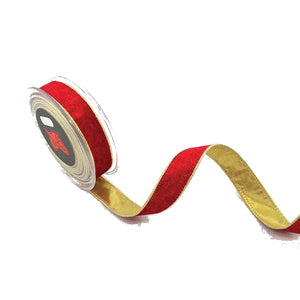 Velvet ribbon with gold back 7.2cmx4.5m red gold