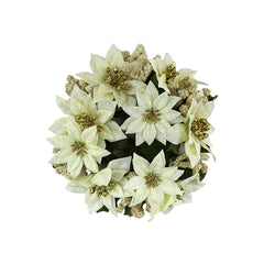 Cream Poinsettia Wheat Candle Ring