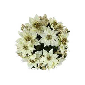 Cream Poinsettia Wheat Candle Ring