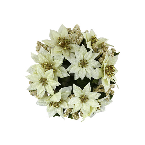 Cream Poinsettia Wheat Candle Ring