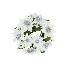 White Poinsettia Wheat Candle Ring