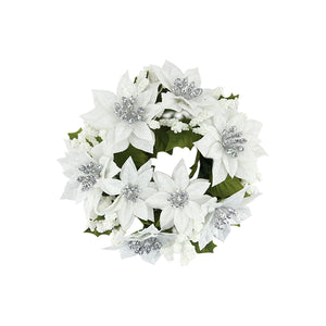 White Poinsettia Wheat Candle Ring