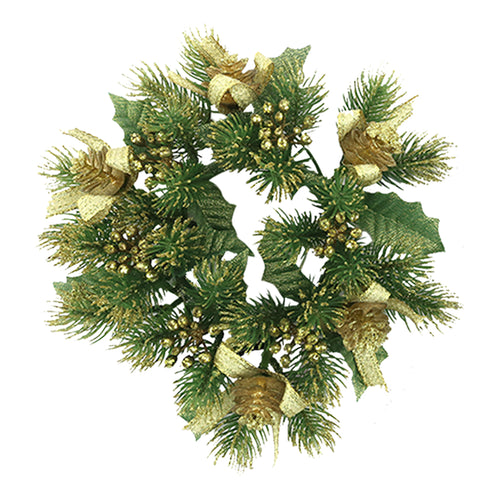 Gold Pine Cone Ribbon Candle Ring
