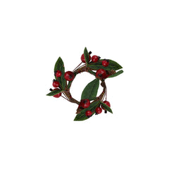 Red Green Berry Leaves Candle Ring