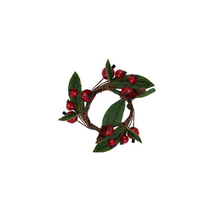 Red Green Berry Leaves Candle Ring