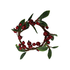 Red Green Berry Leaves Candle Ring