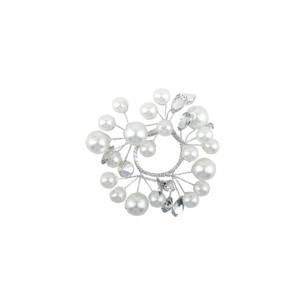 Small White Silver Pearl Candle Ring