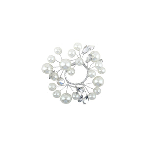 Small White Silver Pearl Candle Ring