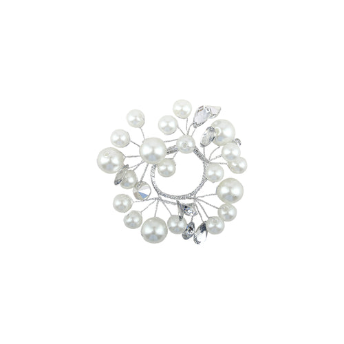 Small White Silver Pearl Candle Ring