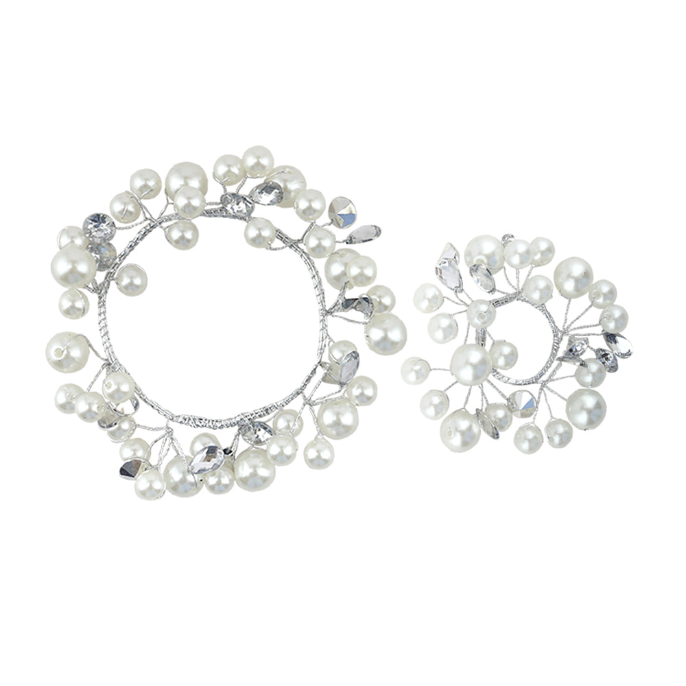 Small White Silver Pearl Candle Ring