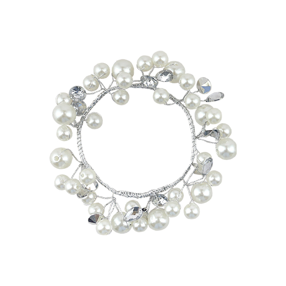 Large White Silver Pearl Candle Ring