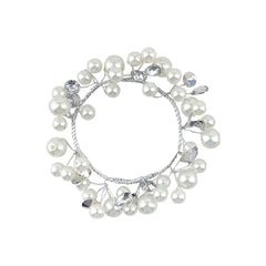 Large White Silver Pearl Candle Ring