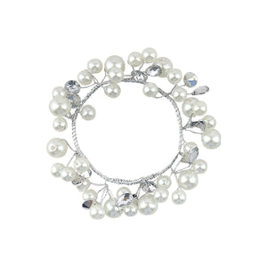 Large White Silver Pearl Candle Ring