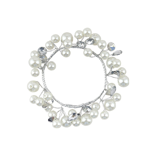 Large White Silver Pearl Candle Ring