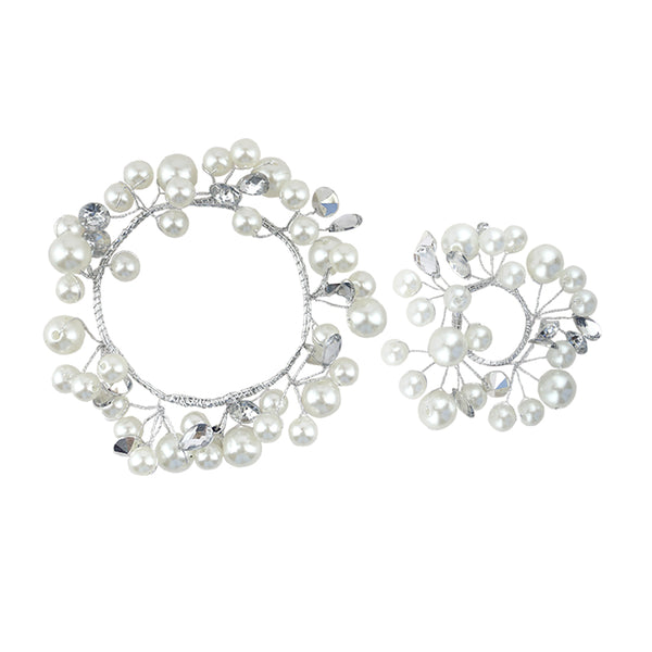 Large White Silver Pearl Candle Ring