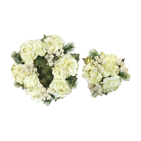 Cream Rose Berry Candle Ring