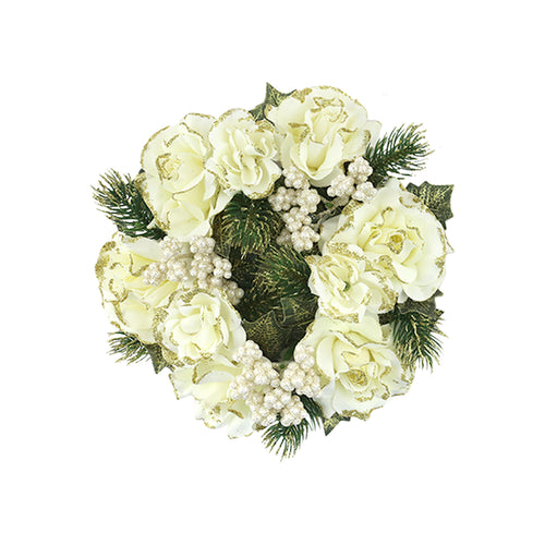 Cream Rose Berry Candle Ring