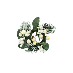 Small White Green Berry Pine Candle Ring