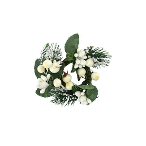 Small White Green Berry Pine Candle Ring