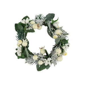 Large White Green Berry Pine Candle Ring