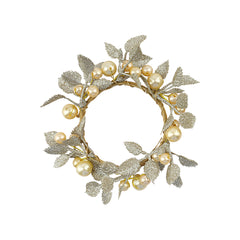 Large Gold Pearl Leaf Candle Ring
