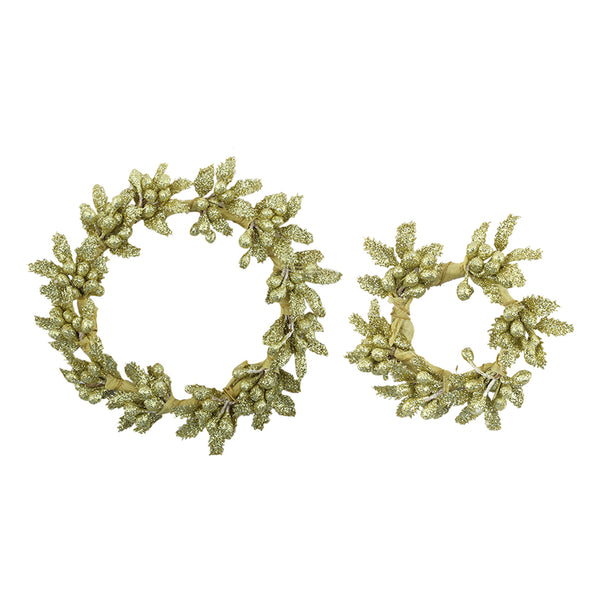 Gold Berry Leaf Candle Ring
