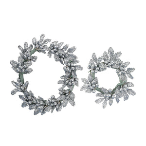Silver Berry Leaf Candle Ring