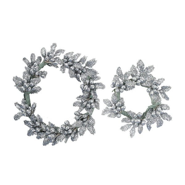 Silver Berry Leaf Candle Ring