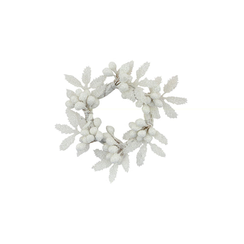White Berry Leaf Candle Ring