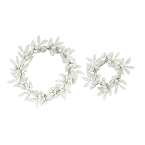 White Berry Leaf Candle Ring