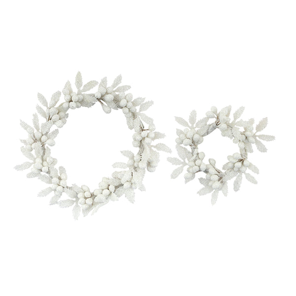 White Berry Leaf Candle Ring