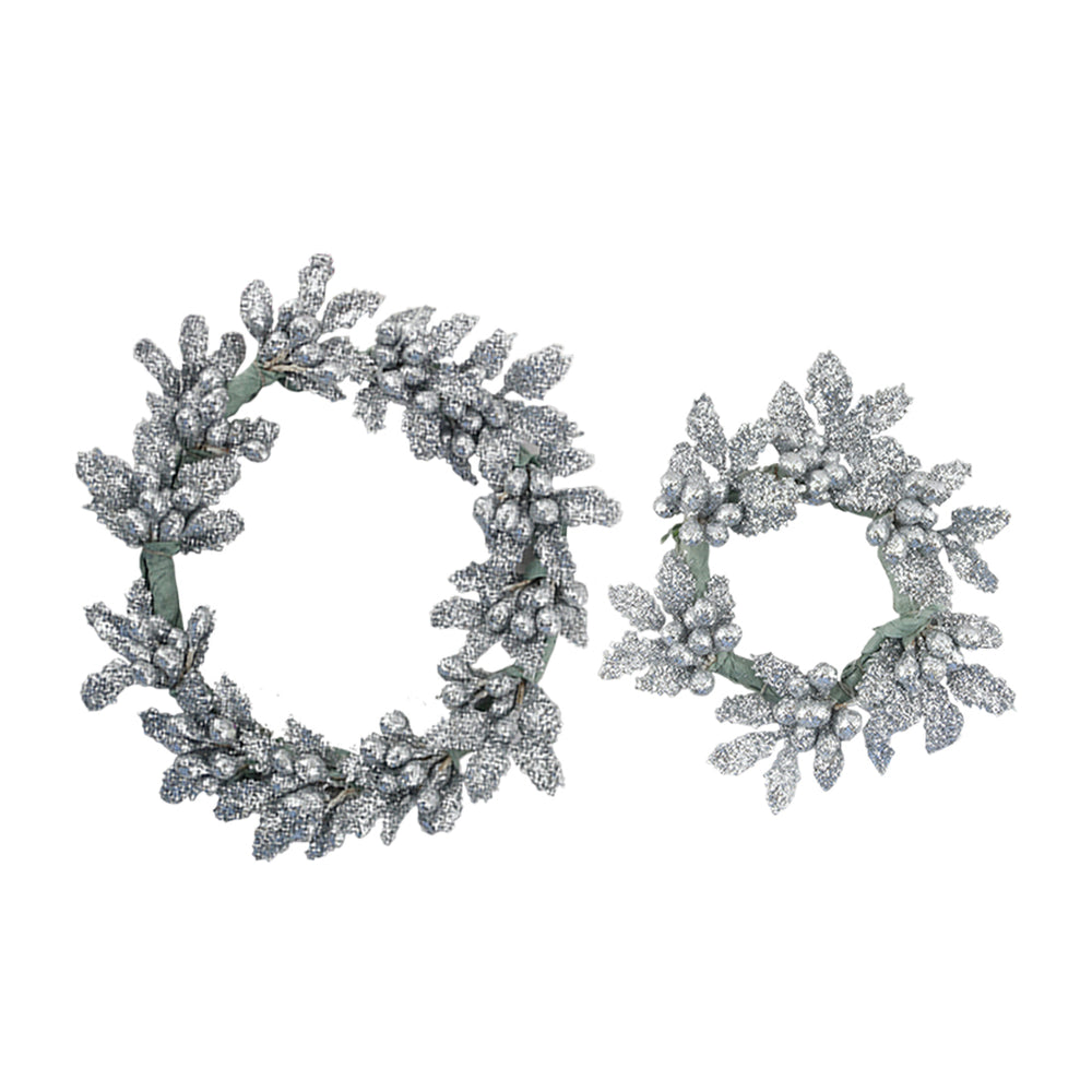 Silver Berry Leaf Candle Ring