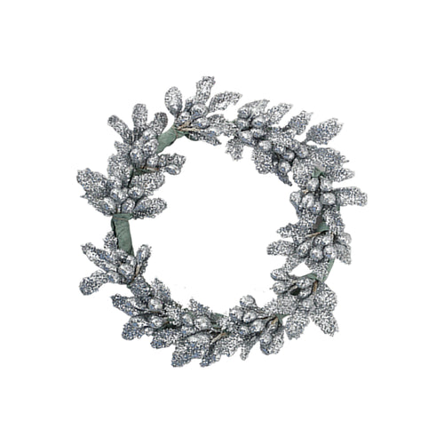 Silver Berry Leaf Candle Ring