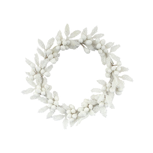 White Berry Leaf Candle Ring