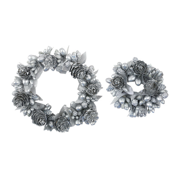 Large Silver Berry Cone Candle Ring