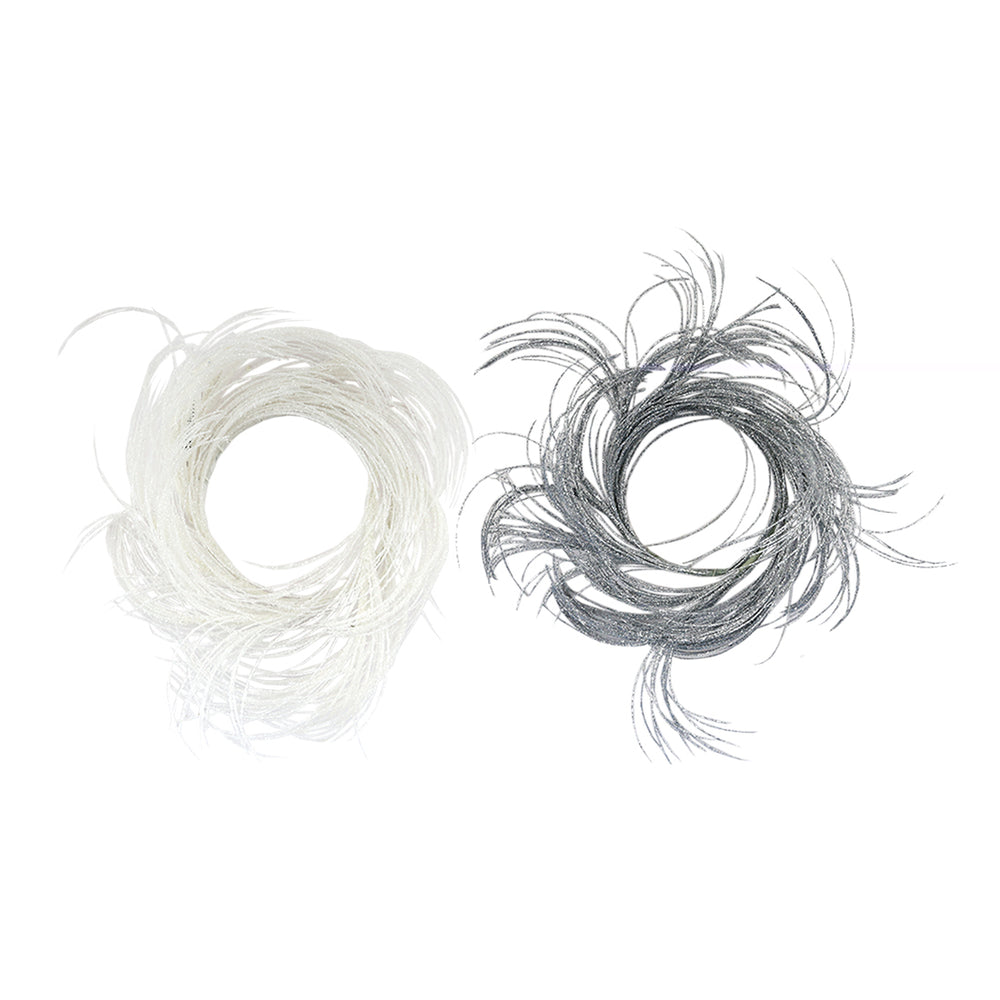White Glitter Grass Candle Ring