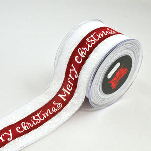 Merry Christmas Silver Star Ribbon (6.7cm x 9m)