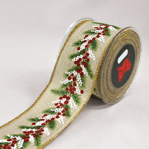 Christmas Flowers Ribbon (6.7cm x 9m)