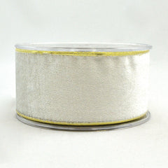 White Velvet Ribbon With Gold Back (7.2cm x 4.5m)