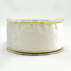 White Velvet Ribbon With Gold Back (7.2cm x 4.5m)