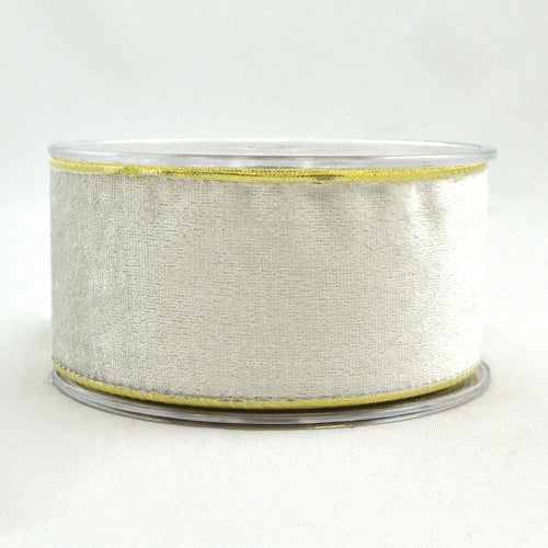 White Velvet Ribbon With Gold Back (7.2cm x 4.5m)