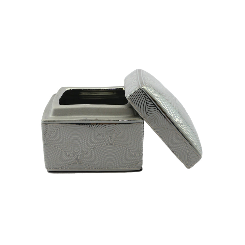 Silver Porcelain Box (10 cm)