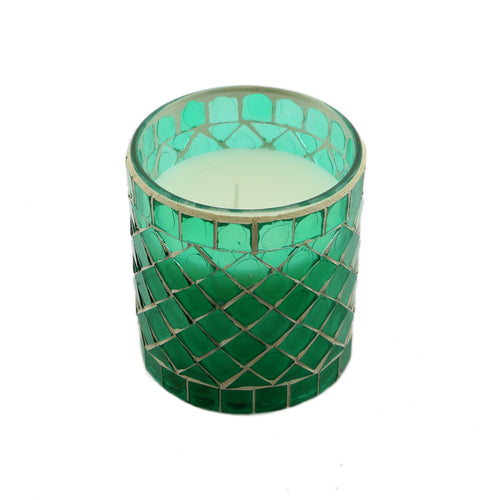 Turquoise Glass Candle (10 cm)
