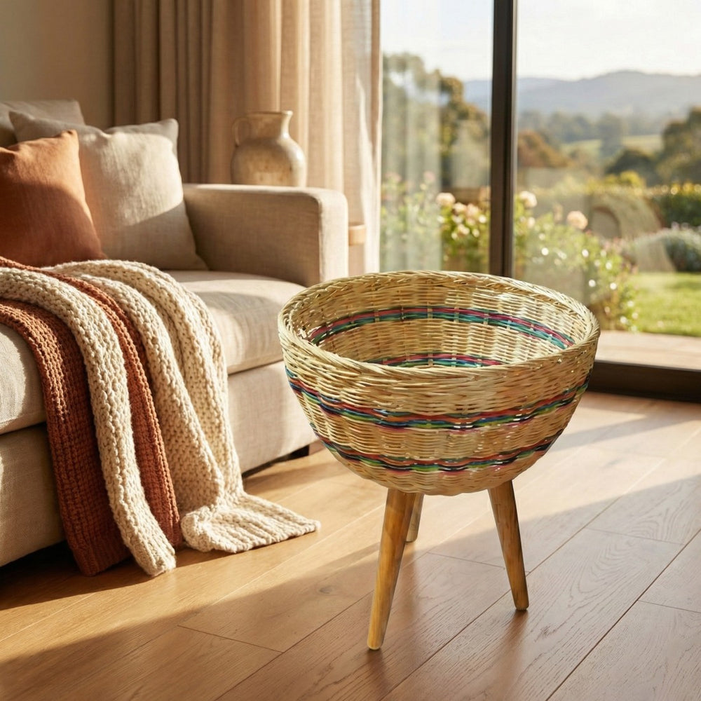 Mixed Rattan Planter on Legs (31 cm)