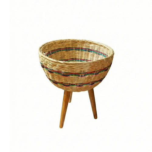 Mixed Rattan Planter on Legs (31 cm)