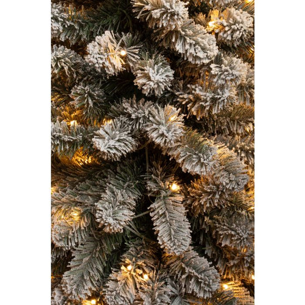 Green Charlton Pillar Christmas Tree with White LEDs (215cm)