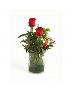 Medium Valentine Cylinder Chrysanthemum & Aspidistra
