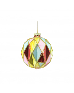 Diamond Cut Glass Bauble - Multicolor (10cm)