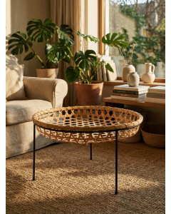 Brown Round Side Table (58 cm)